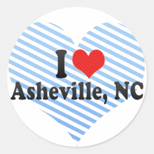 Sticker Rond I Love Asheville, NC