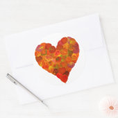 Sticker Rond I Love Automne, subtil—Coeur feuille d'Aspen rouge (Enveloppe)