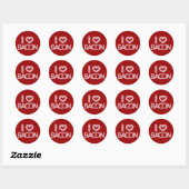 Sticker Rond I Love Bacon (Feuille)