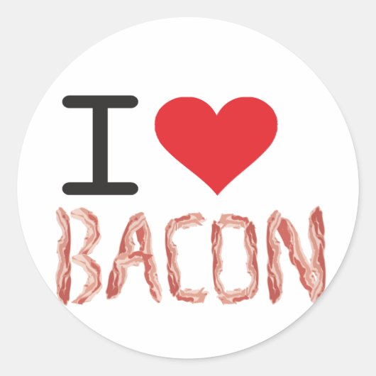 Sticker Rond I Love Bacon (Devant)