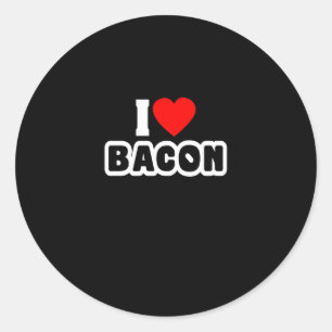 Sticker Rond I Love Bacon Funny Bacon Lover