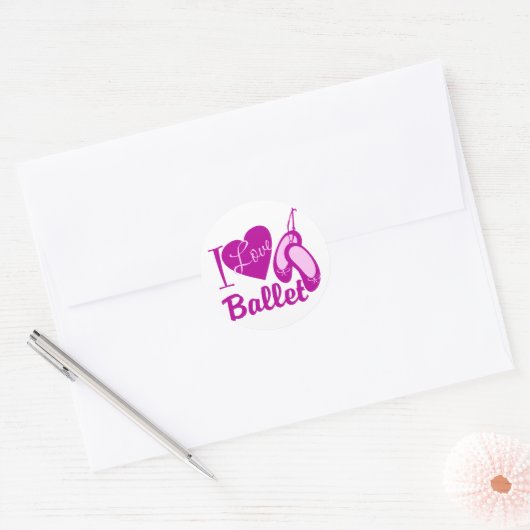 Sticker Rond I Love Ballet (Enveloppe)