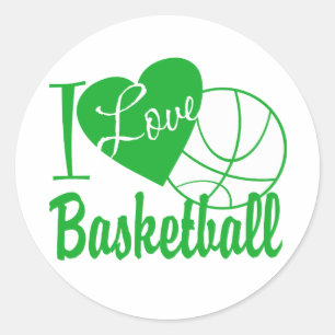 Sticker Rond I Love Basketball