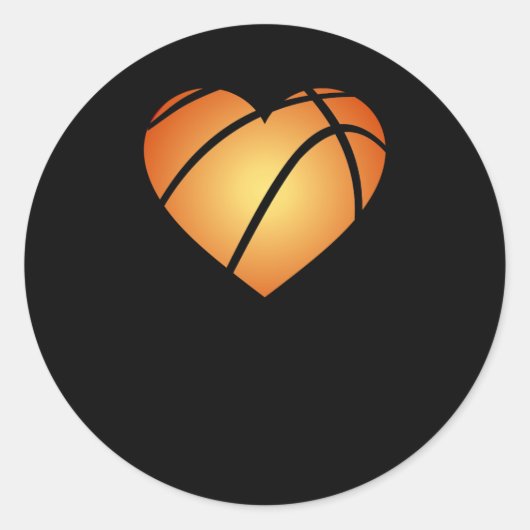 Sticker Rond I Love Basketball Coeur Saint Valentin (Devant)