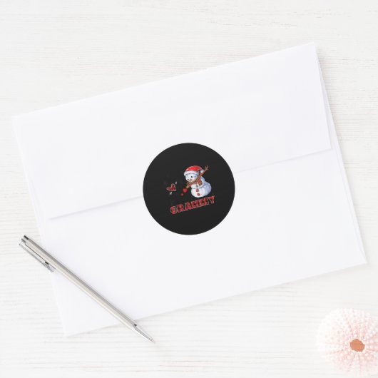 Sticker Rond I Love Being A Grammy Snowman Dab Christmas 2020 (Enveloppe)