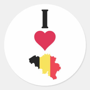 Sticker Rond I Love Belgique Vertical I Heart Country Carte