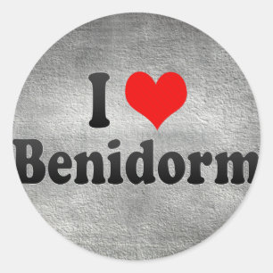 Sticker Rond I Love Benidorm, Espagne