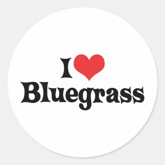 Sticker Rond I Love Bluegrass Music (Devant)