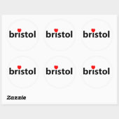 Sticker Rond I love Bristol (Feuille)