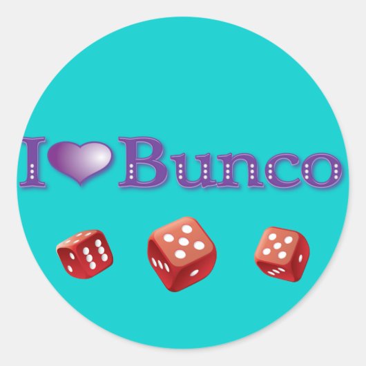 Sticker Rond I Love Bunco avec Red Dice (Devant)