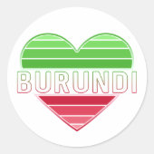 Sticker Rond I Love Burundi, Coeur Burundais (Devant)