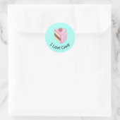 Sticker Rond I Love Cake with Yummy Cake Slice (Sac)