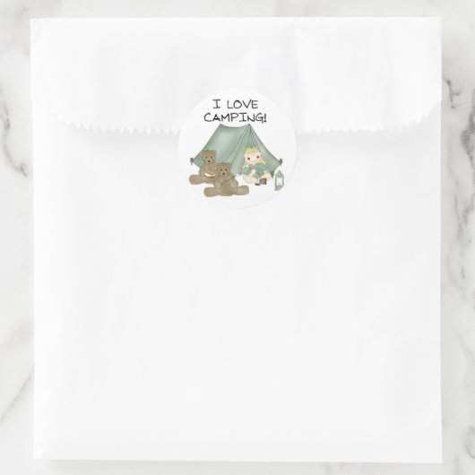 Sticker Rond I Love Camping (Sac)