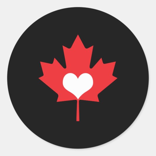 Sticker Rond I Love Canada Heart and Maple Leaf (Devant)