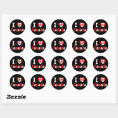 Sticker Rond I Love Canada Maple Leaf Heart (Feuille)