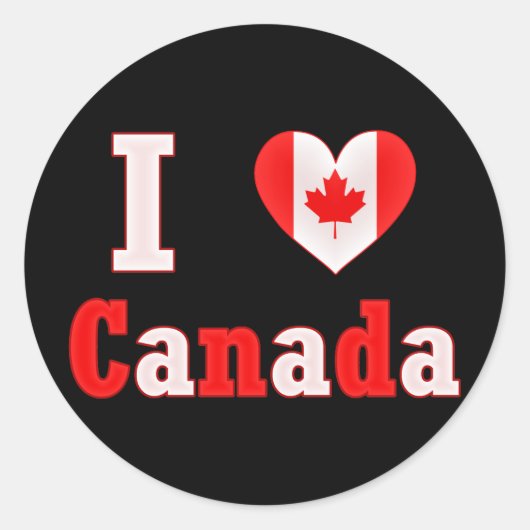 Sticker Rond I Love Canada Maple Leaf Heart (Devant)