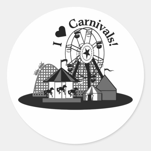 Sticker Rond I Love Carnivals! (Devant)