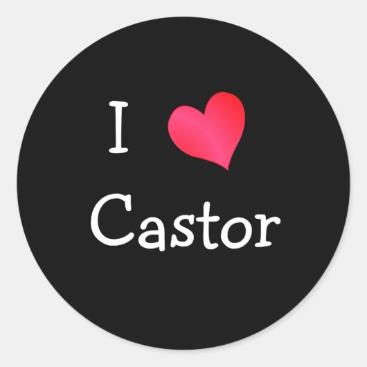 Sticker Rond I Love Castor (Devant)