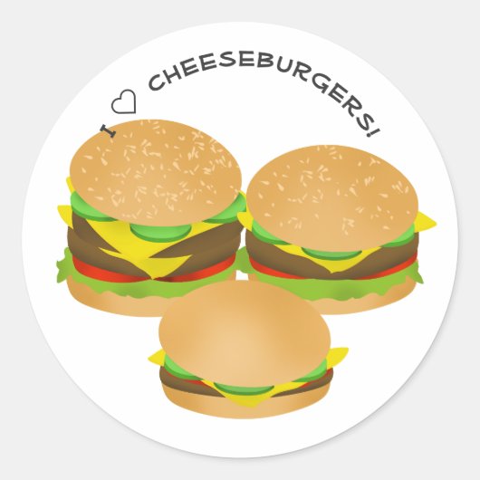 Sticker Rond I Love Cheeseburgers (Devant)