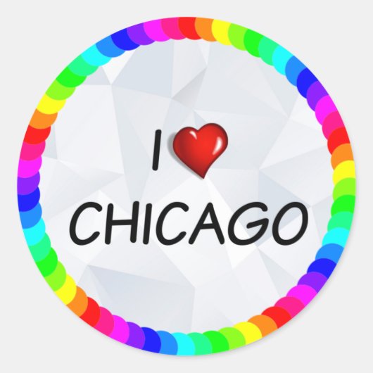 Sticker Rond I Love Chicago, design de texte (Devant)