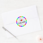 Sticker Rond I Love Chicago, design de texte (Enveloppe)