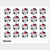 Sticker Rond I Love Chicago IL (Feuille)