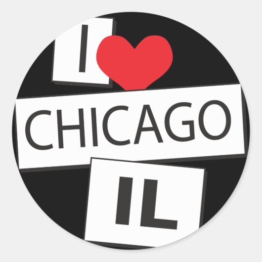 Sticker Rond I Love Chicago IL (Devant)