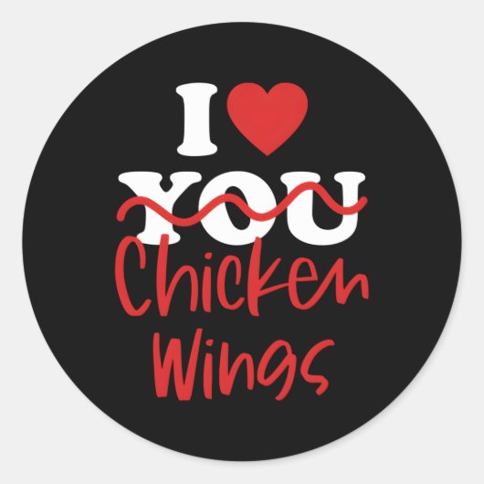 Sticker Rond I Love Chicken Wings (Devant)