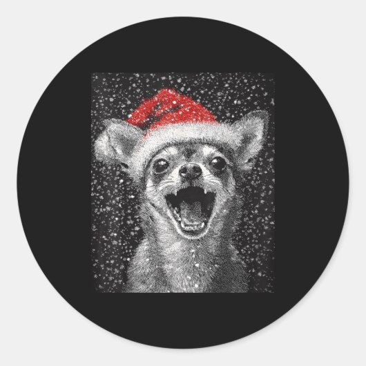 Sticker Rond I Love Christmas Chihuahua  (Devant)