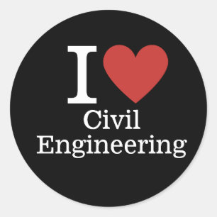 Sticker Rond I ❤️ Love Civil Engineering for Students/Faculty