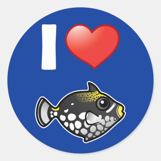 Sticker Rond I Love Clown Triggerfish (Devant)