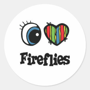 Sticker Rond I Love (Coeur) Fireflies