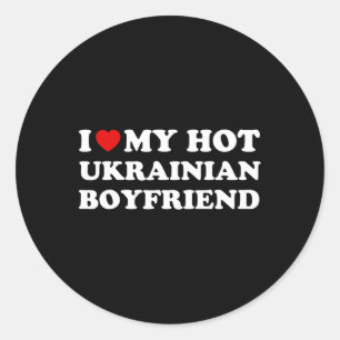 Sticker Rond I Love (coeur) Mon ami ukrainien chaud Valentin