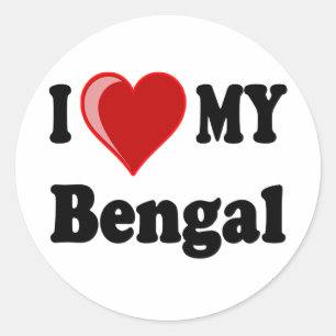 Sticker Rond I Love (Coeur) My Bengal Cat