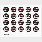 Sticker Rond I Love (Coeur) My Cats (Feuille)