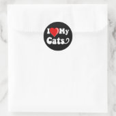 Sticker Rond I Love (Coeur) My Cats (Sac)