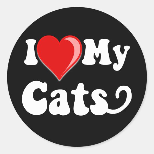 Sticker Rond I Love (Coeur) My Cats (Devant)