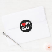 Sticker Rond I Love (Coeur) My Cats (Enveloppe)