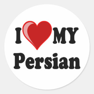 Sticker Rond I Love (Coeur) My Persian Cat