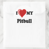Sticker Rond I Love (Coeur) My Pitbull Dog (Sac)