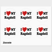Sticker Rond I Love (Coeur) My Ragdoll Cat (Feuille)