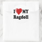 Sticker Rond I Love (Coeur) My Ragdoll Cat (Sac)