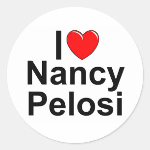 Sticker Rond I Love (Coeur) Nancy Pelosi