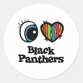 Sticker Rond I Love (Coeur) Panthères noires