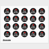 Sticker Rond I Love (Coeur) Poissons Bâtons (Feuille)