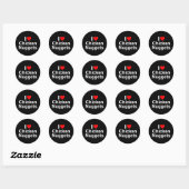 Sticker Rond I Love (Coeur) Poulet (Feuille)