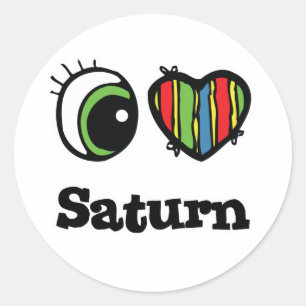 Sticker Rond I Love (Coeur) Saturn