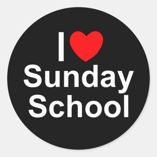 Sticker Rond I Love (Coeur) Sunday School (Devant)
