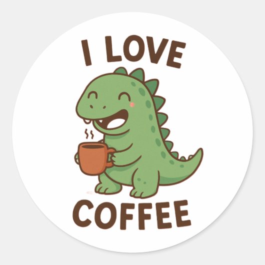 Sticker Rond I Love Coffee – Coffee Lover Quote Design (Devant)