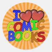 Sticker Rond I Love Comic Books (Devant)
